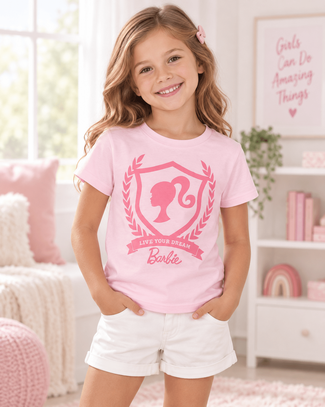 Polera Barbie Rosada Live Your Dream para Niña | Baby Helena Shop