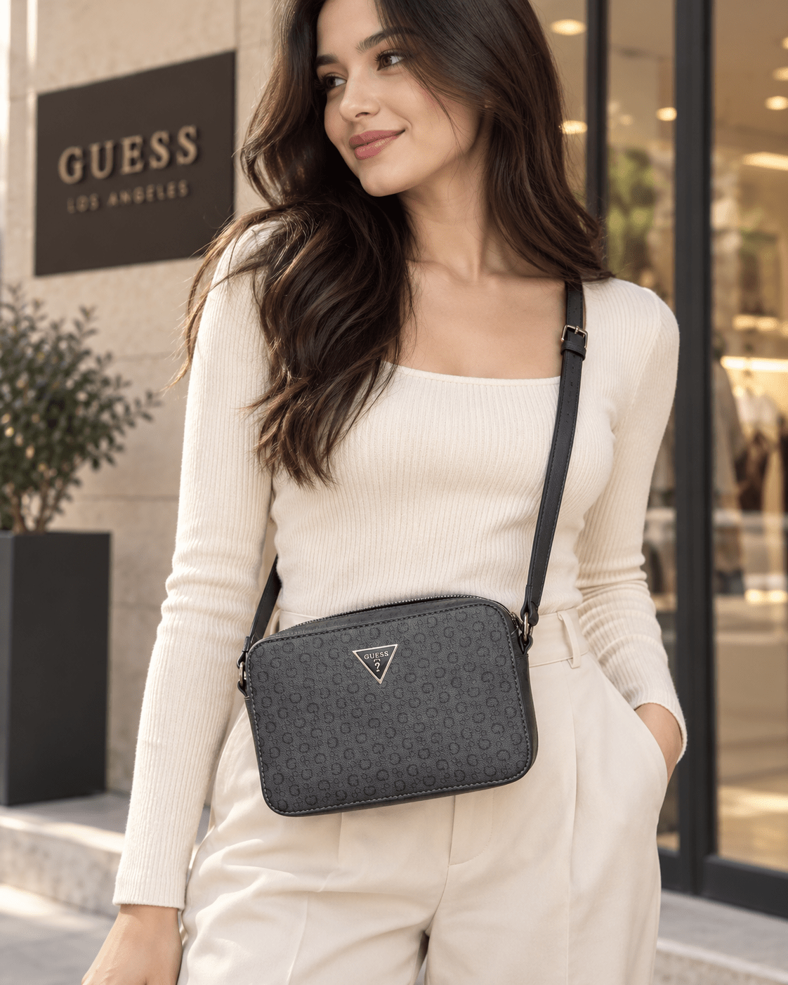 Cartera GUESS Crossbody Monograma Negra 🖤 | Baby Helena Shop