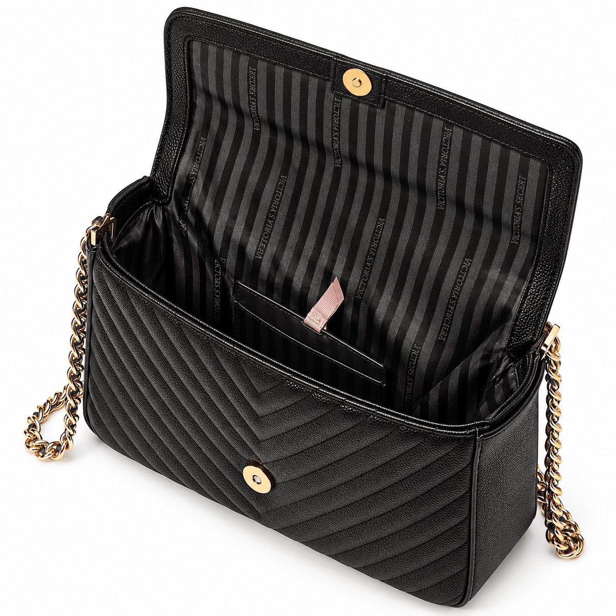 Cartera Victoria’s Secret Negra Acolchada con Cadena Dorada 🖤 | Baby Helena Shop