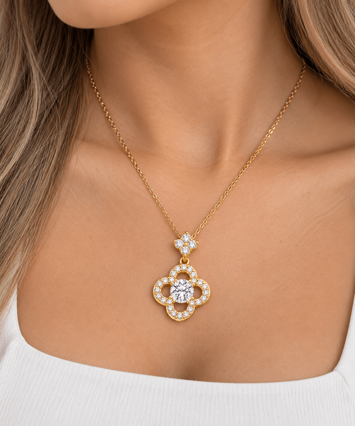 Collar Danecraft 14K Gold Plated con Zirconia Cúbica + Caja de Terciopelo con Luz | Baby Helena Shop