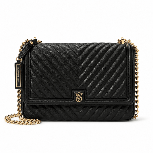 Cartera Victoria’s Secret Negra Acolchada con Cadena Dorada 🖤 | Baby Helena Shop