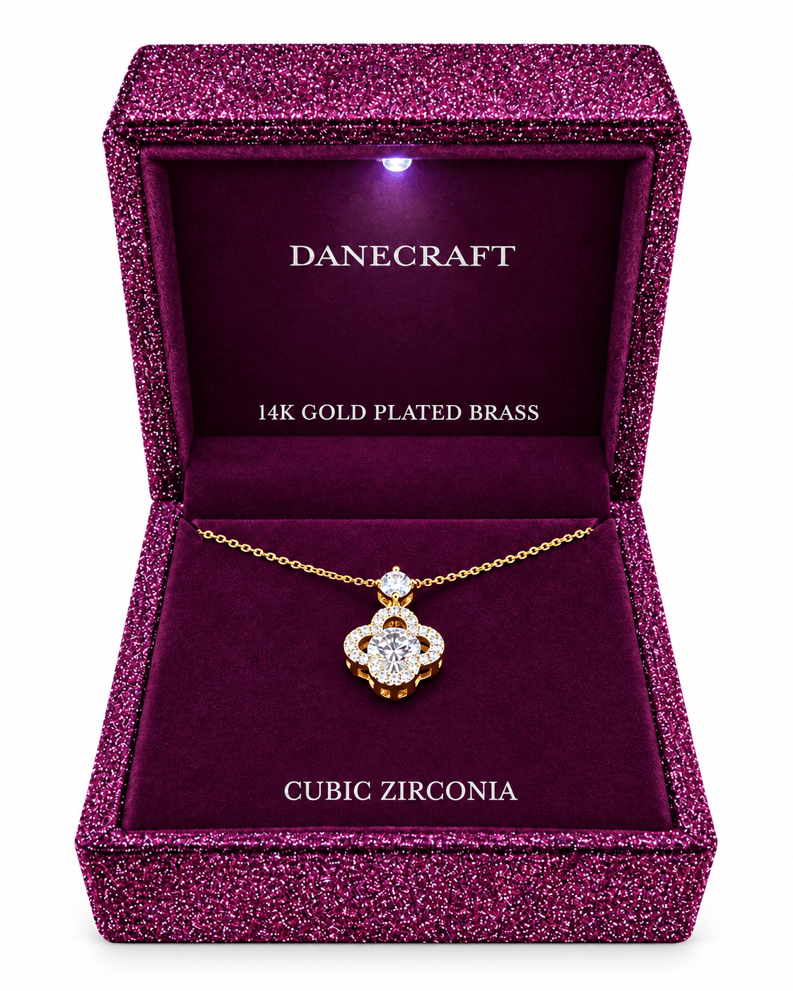 Collar Danecraft 14K Gold Plated con Zirconia Cúbica + Caja de Terciopelo con Luz | Baby Helena Shop