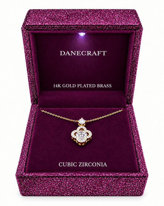 Collar Danecraft 14K Gold Plated con Zirconia Cúbica + Caja de Terciopelo con Luz | Baby Helena Shop
