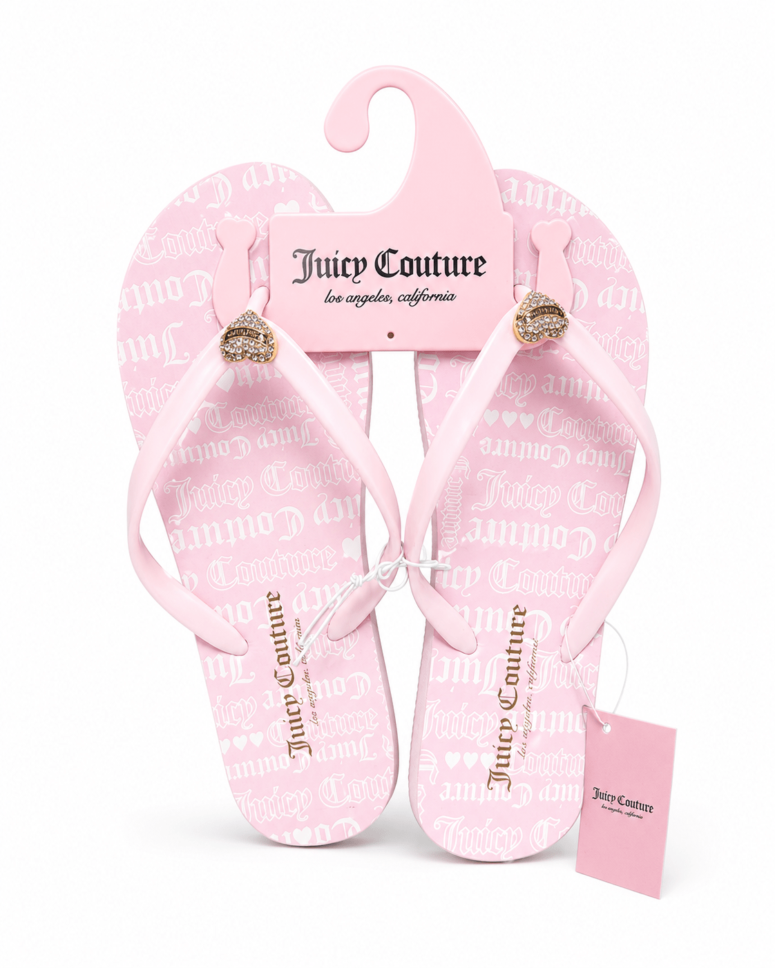 Sandalias Juicy Couture rosadas flip flops con detalle dorado