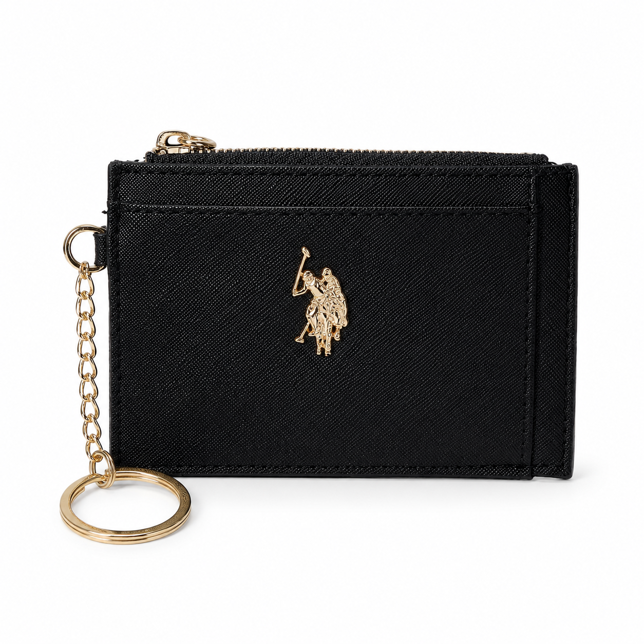 Tarjetero / Monedero U.S. Polo Assn. Negro con Llavero Dorado 🖤✨