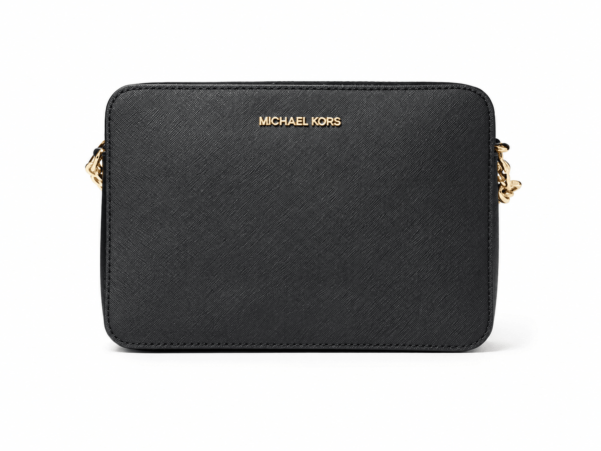 Cartera Michael Kors crossbody negra con detalles dorados