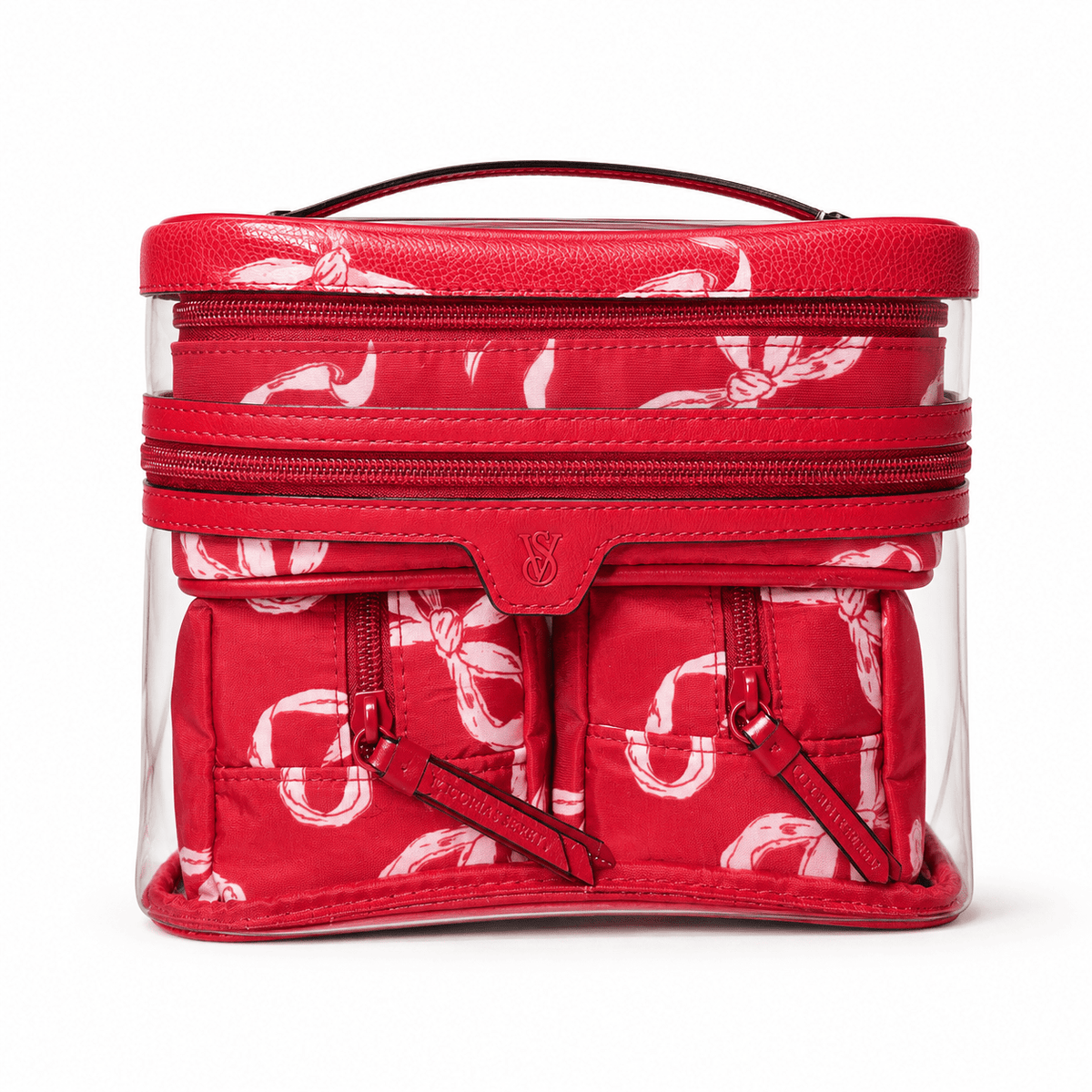 Set de cosmetiqueros Victoria's Secret rojo con lazos