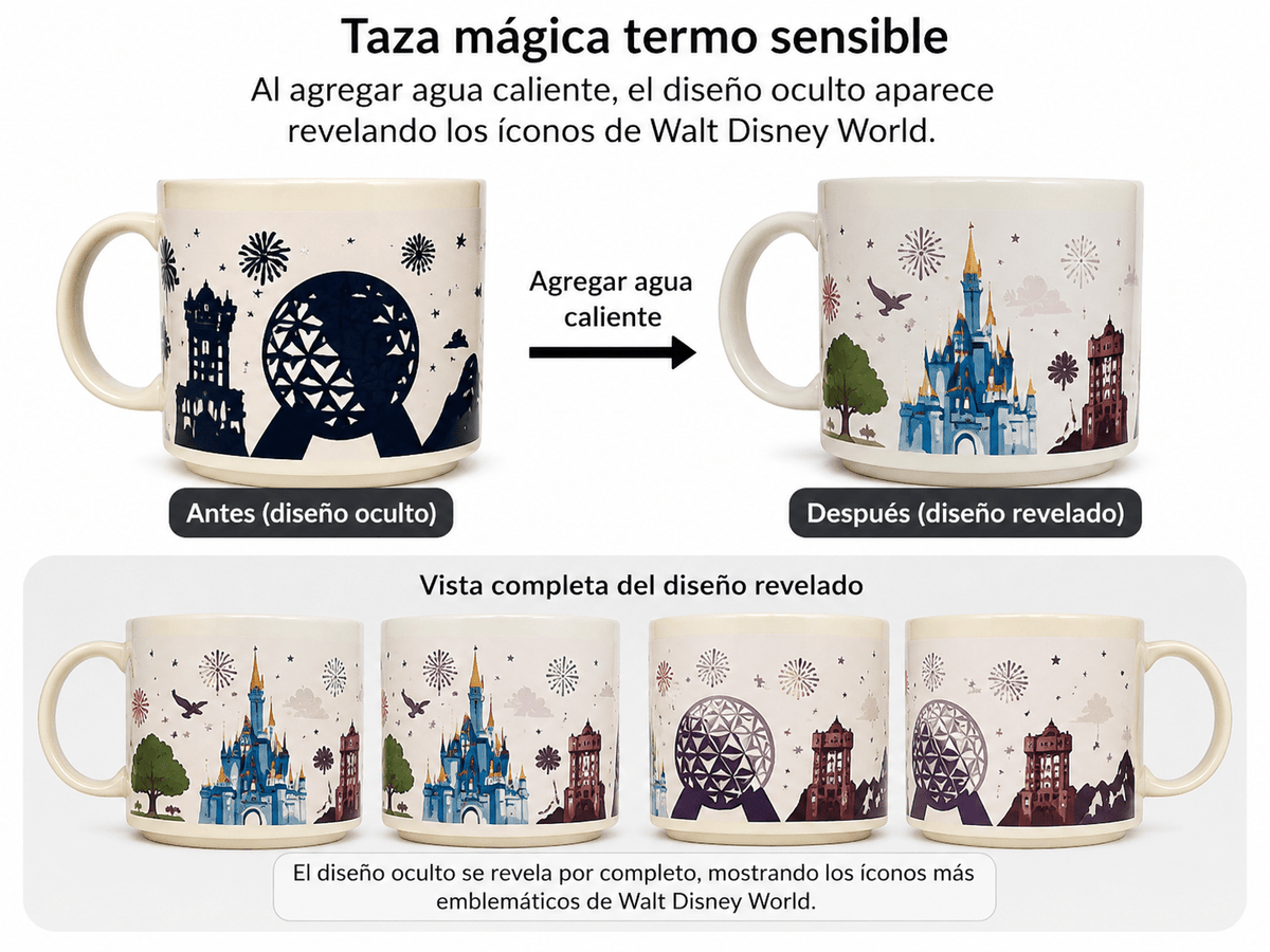 Taza Mágica Walt Disney World Termosensible – 625 ml 🏰✨ | Baby Helena Shop