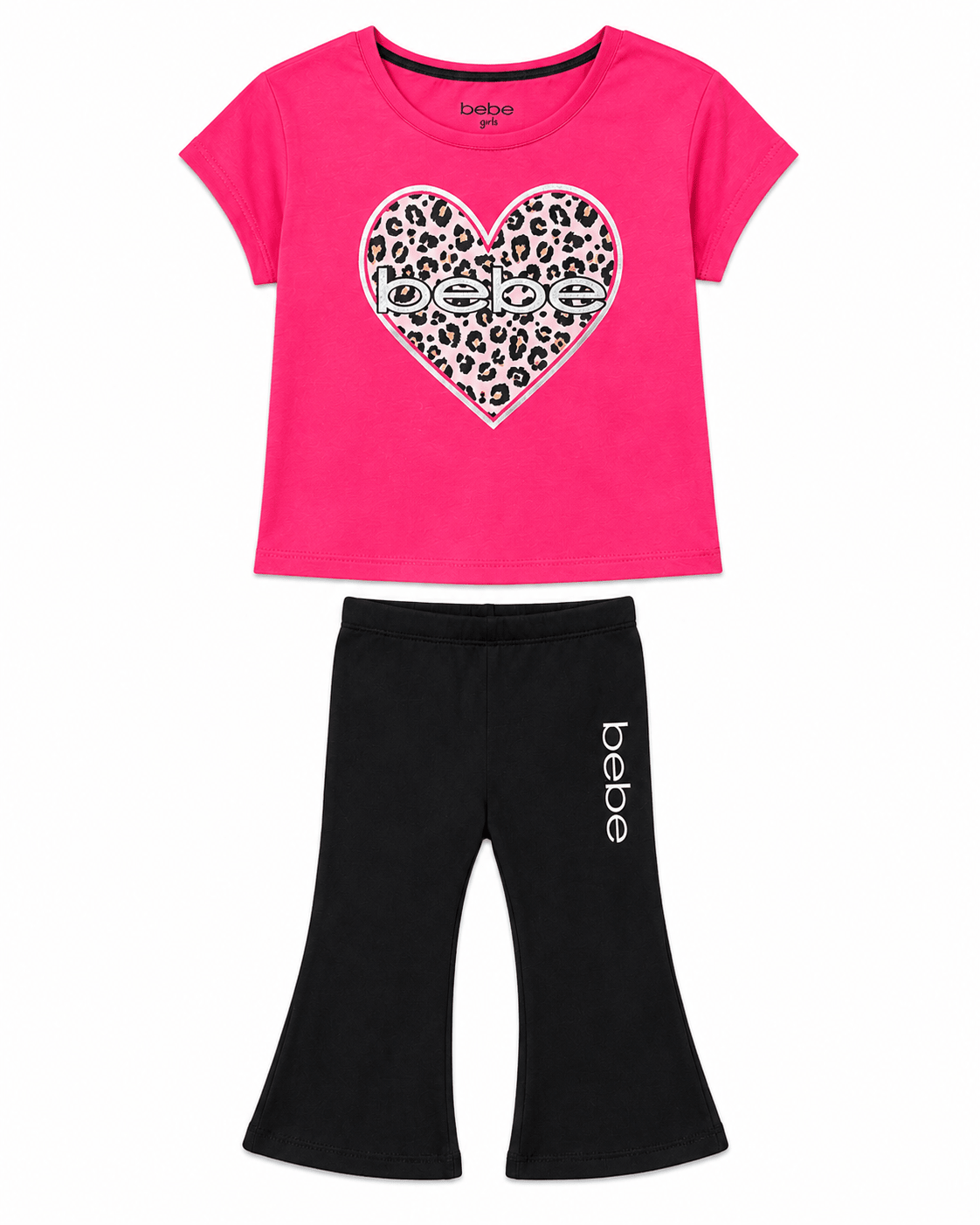 Set Bebe Girls con polera rosada y calzas negras