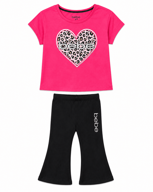 Set Bebe Girls con polera rosada y calzas negras