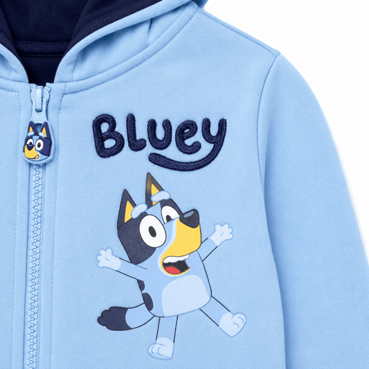 Polerón infantil Bluey unisex con capucha y cierre 3D