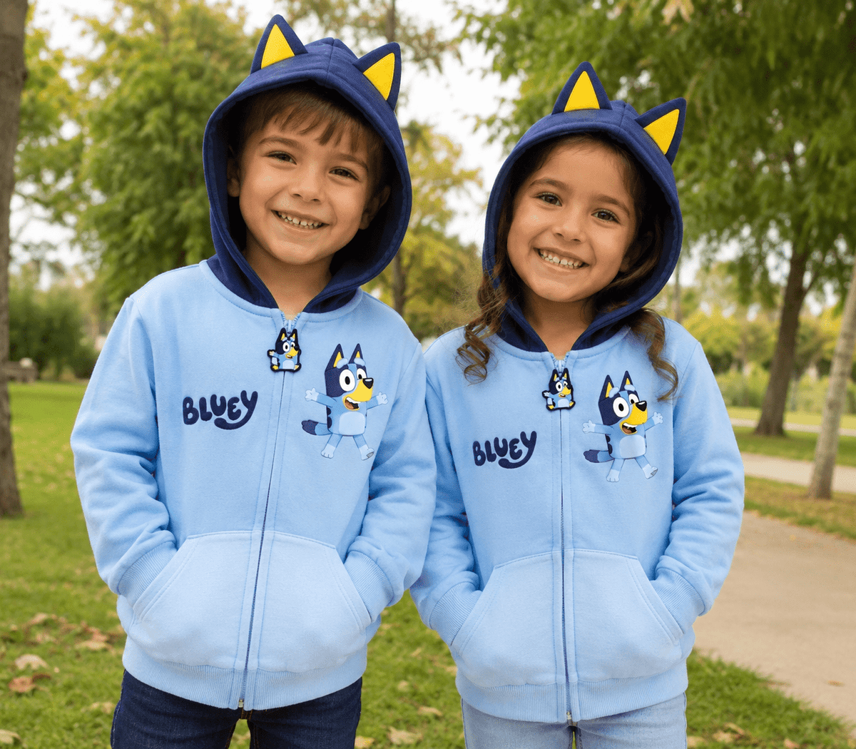 Poleron Infantil Bluey Unisex con Capucha y Cierre 3D Completo 💙 | Baby Helena Shop
