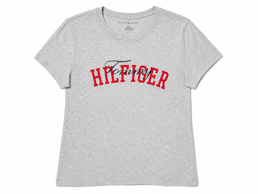 Polera Tommy Hilfiger para mujer gris con logo frontal