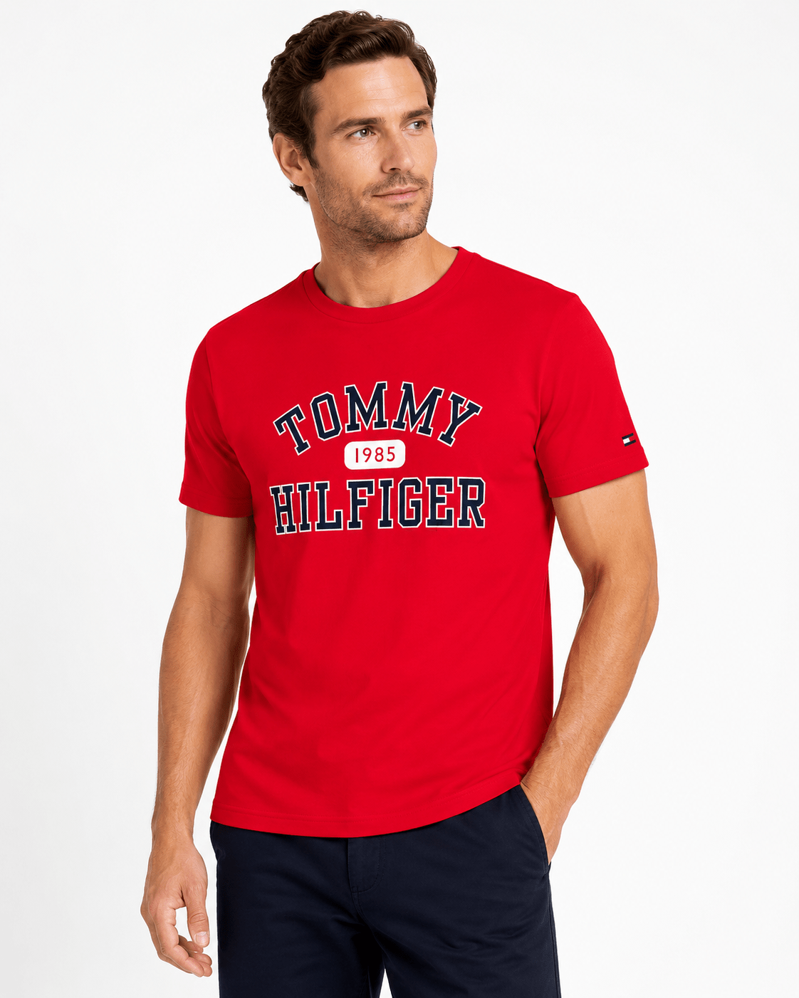 Polera Tommy Hilfiger Hombre Roja con Logo Frontal | Baby Helena Shop