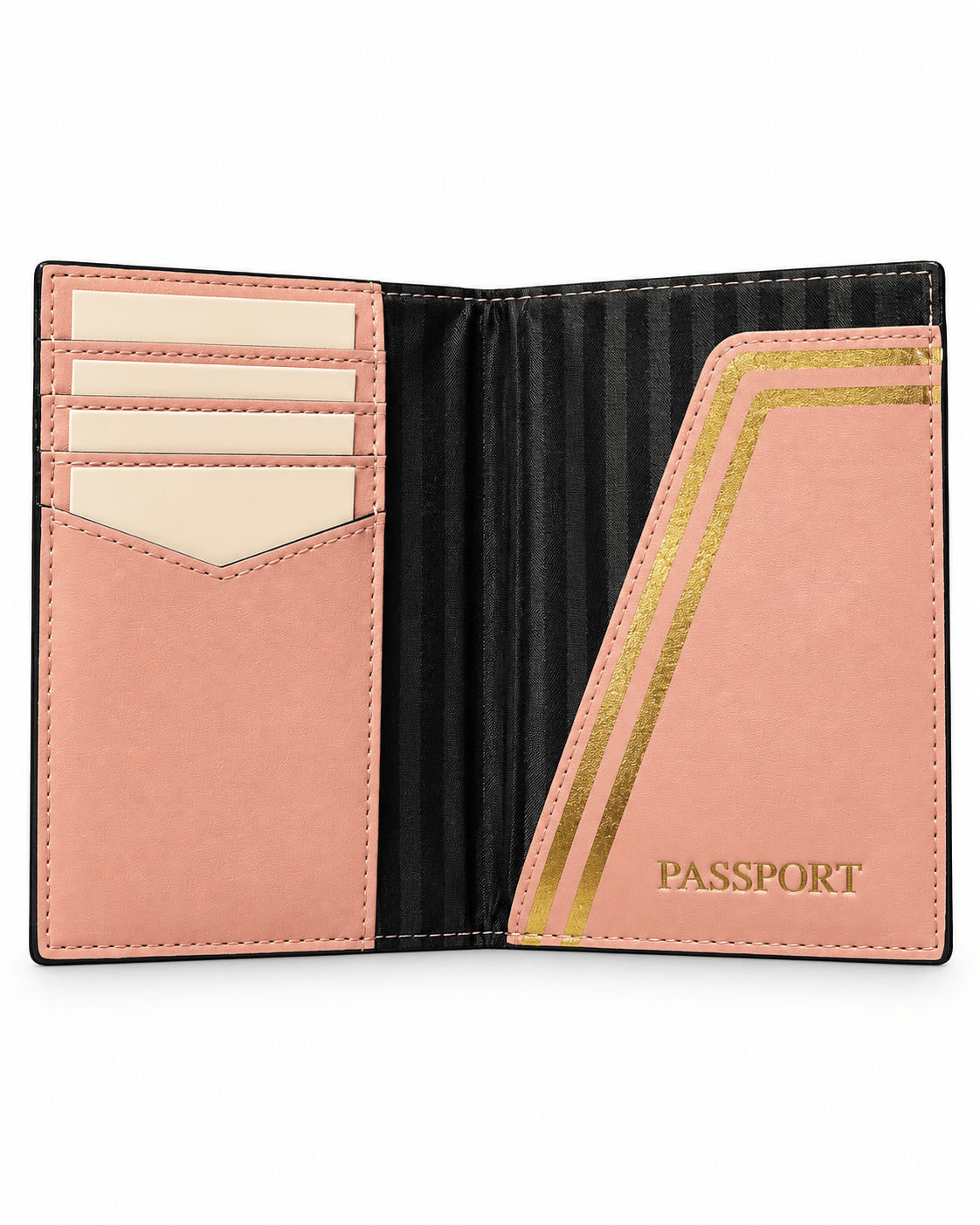 Portapasaporte Victoria’s Secret Rosado con Rayas y Detalles Dorados 🩷 | Baby Helena Shop