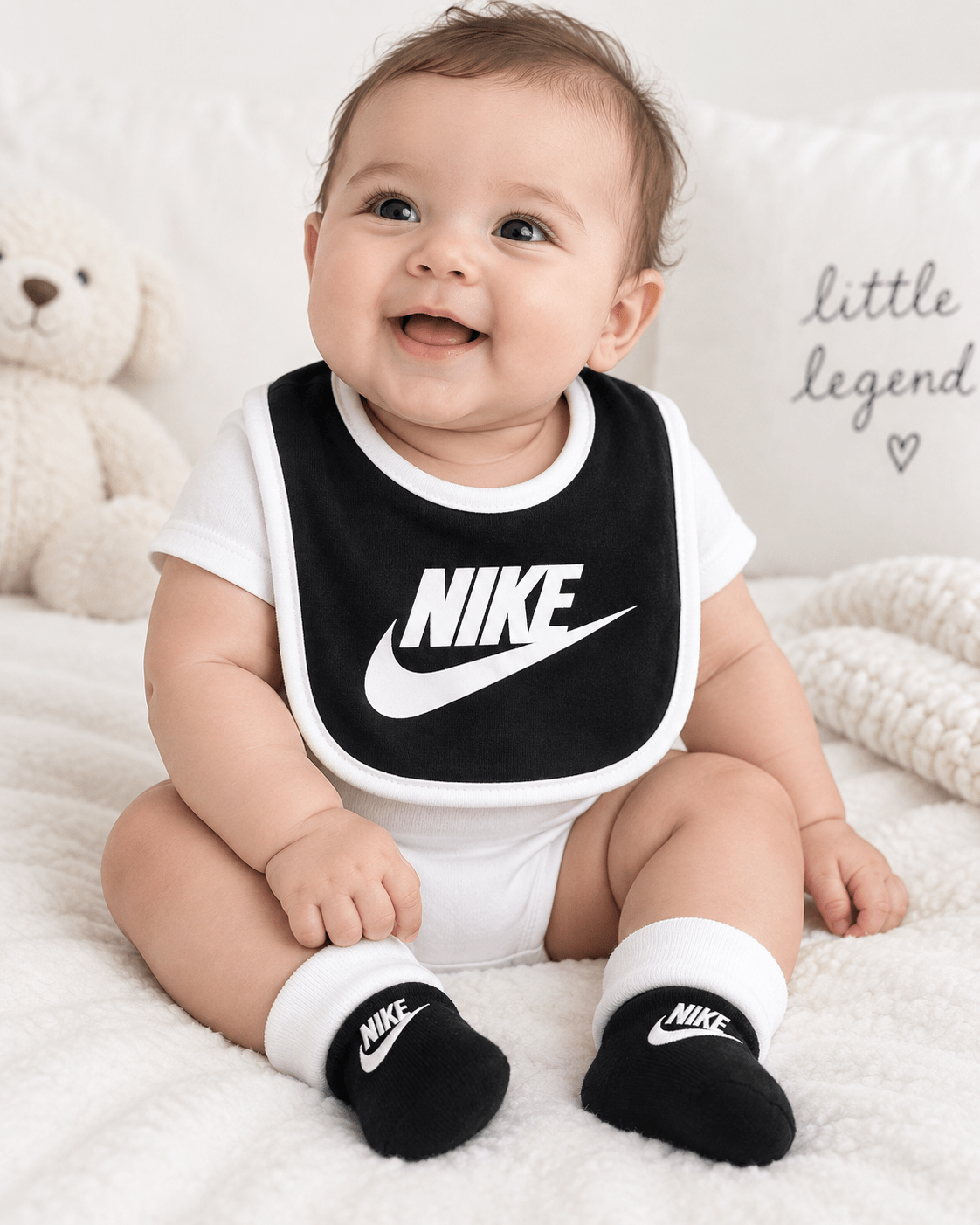 Set Nike Bebé 2 Piezas Babero y Calcetines 0-6 Meses | Baby Helena Shop