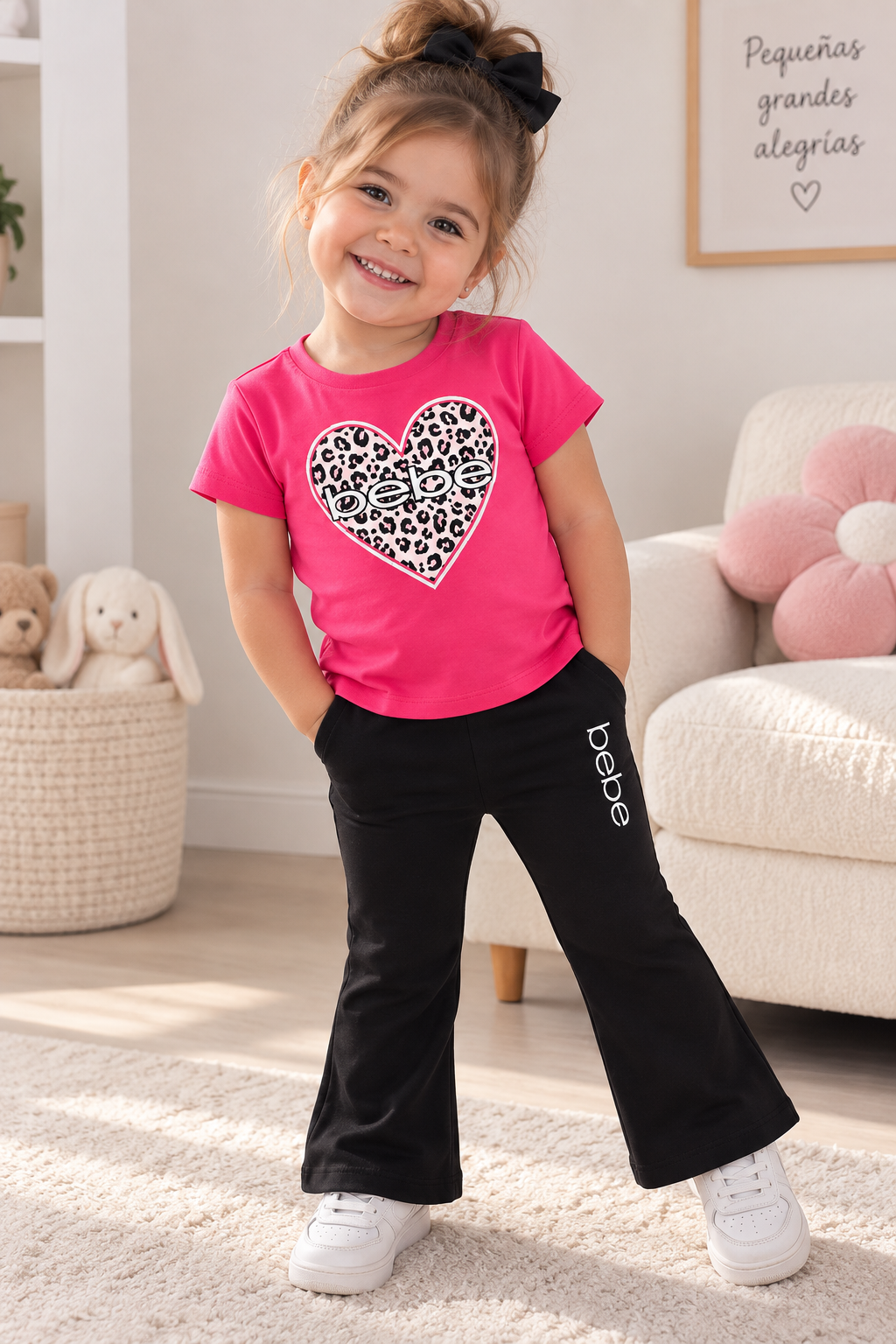 Set Bebe Girls 2 Piezas Polera Rosada y Calzas Negras - vista adicional 2