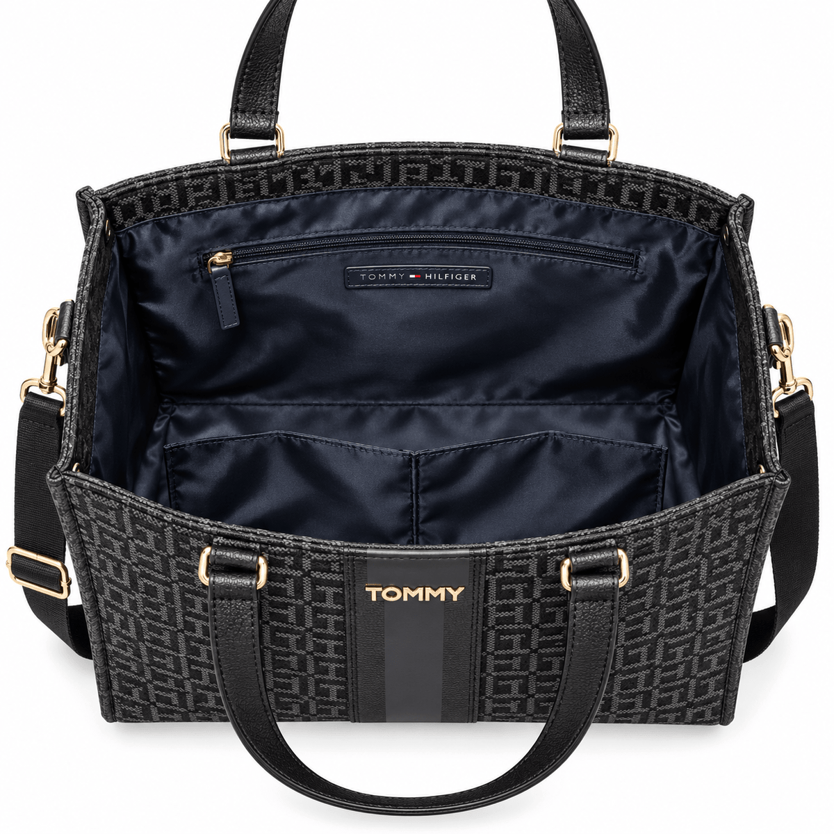 Tote Tommy Hilfiger Monograma Negra 🖤 | Baby Helena Shop