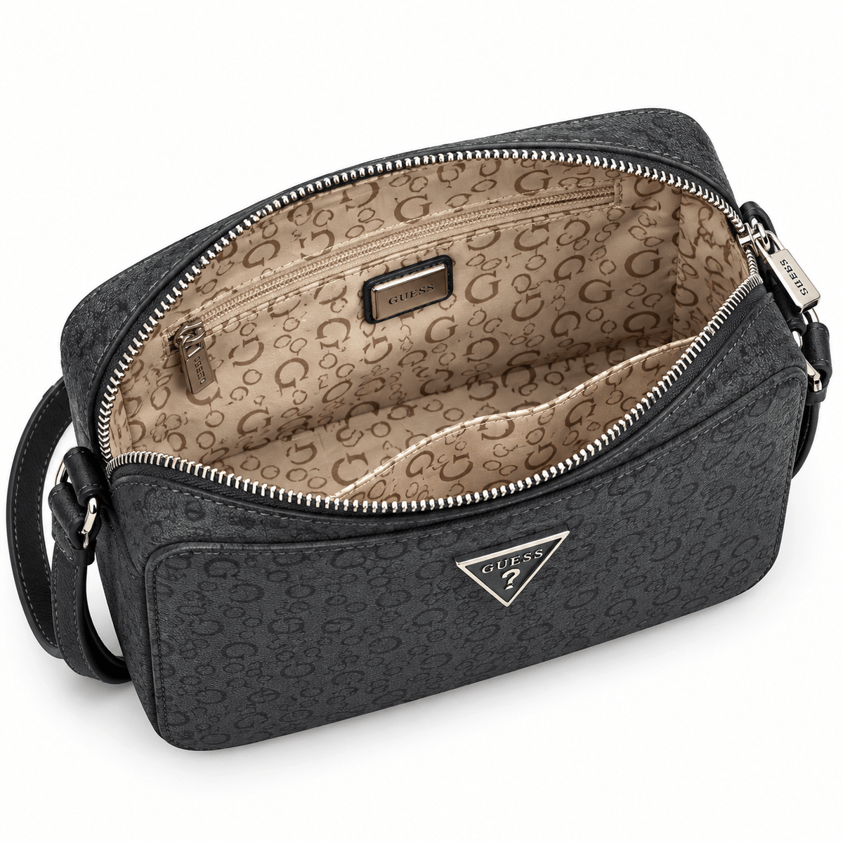 Cartera GUESS Crossbody Monograma Negra 🖤 | Baby Helena Shop